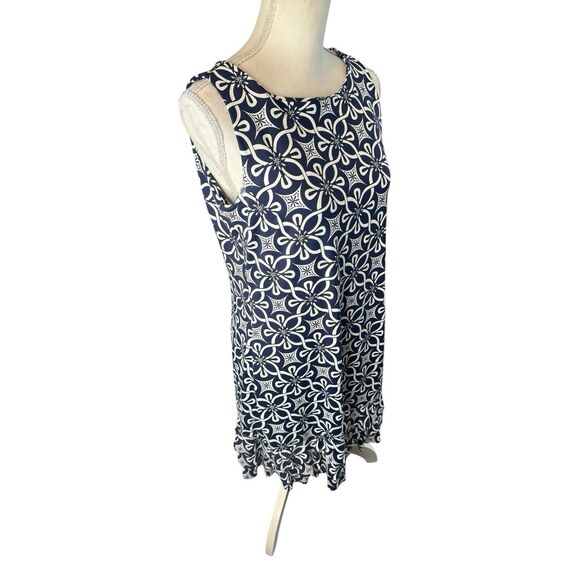 Lulu B Dress With Blue Geometric Designs Ruffle bottom Sz M Summer Vacation - Picture 2 of 4
